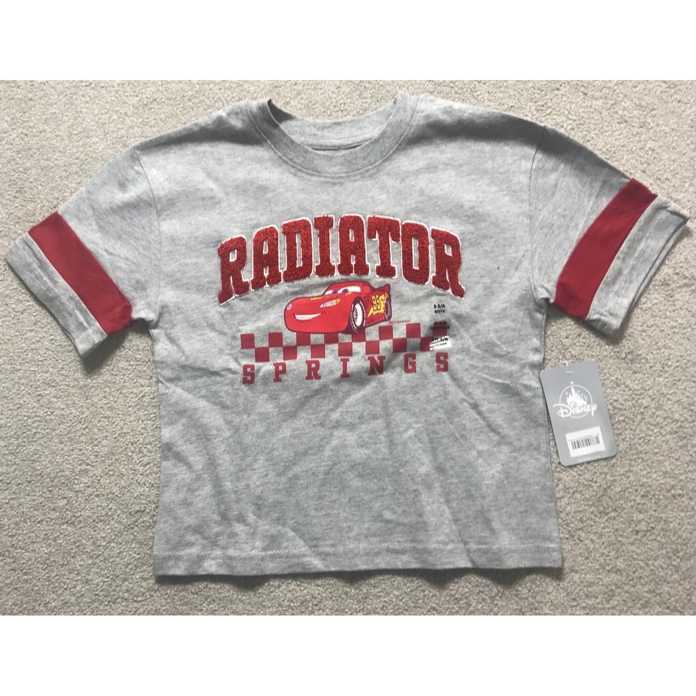 Disney Cars Radiator Springs Graphic Tee Red Sleeve Boys Size 5/6 NWT